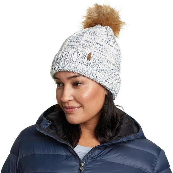 Eddie Bauer Women's Space-Dye Ribbed Beanie in Atlantic Blue/Grey NWT - Picture 1 of 1